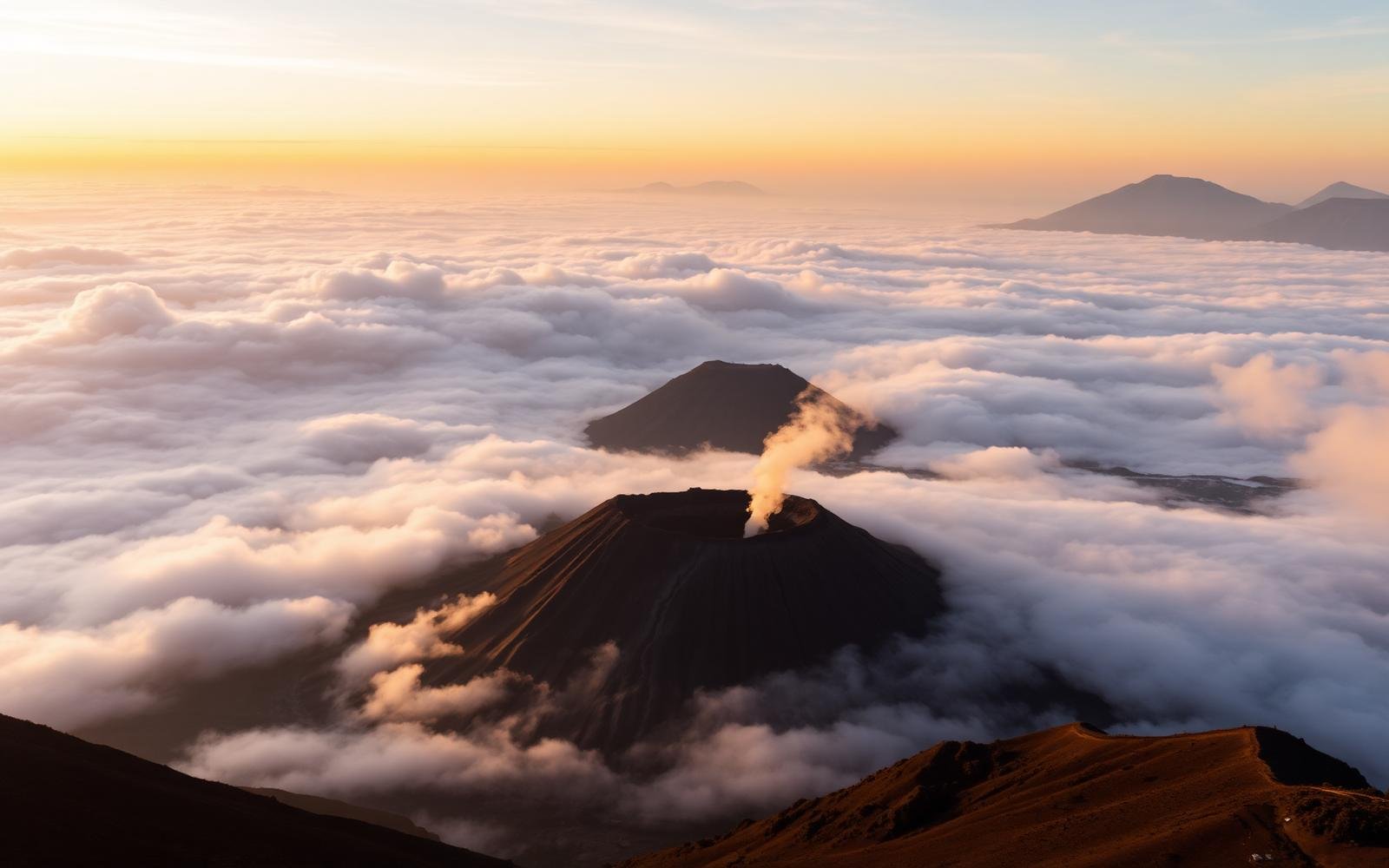 Mount Bromo above the clouds
