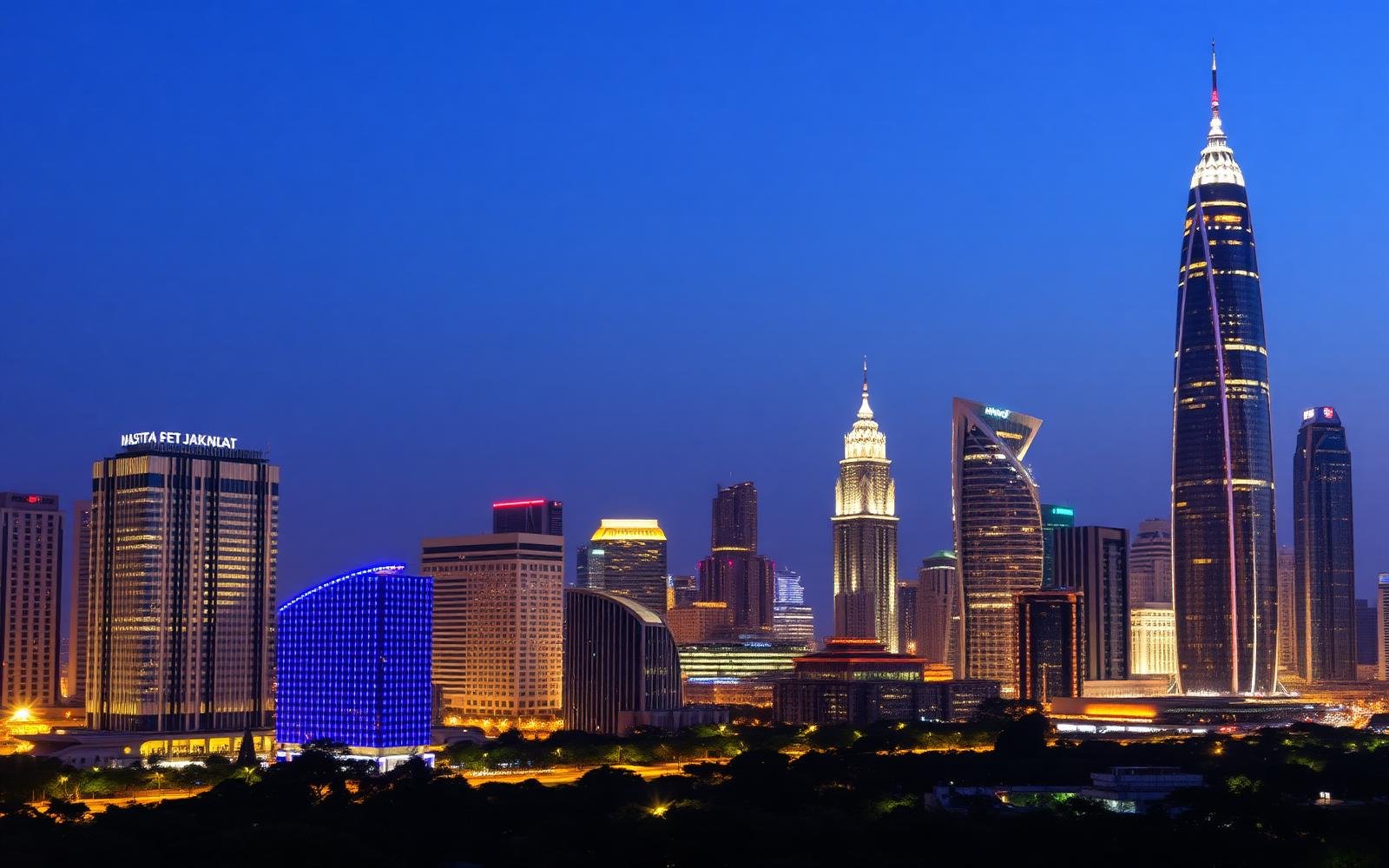 Jakarta skyline at dusk