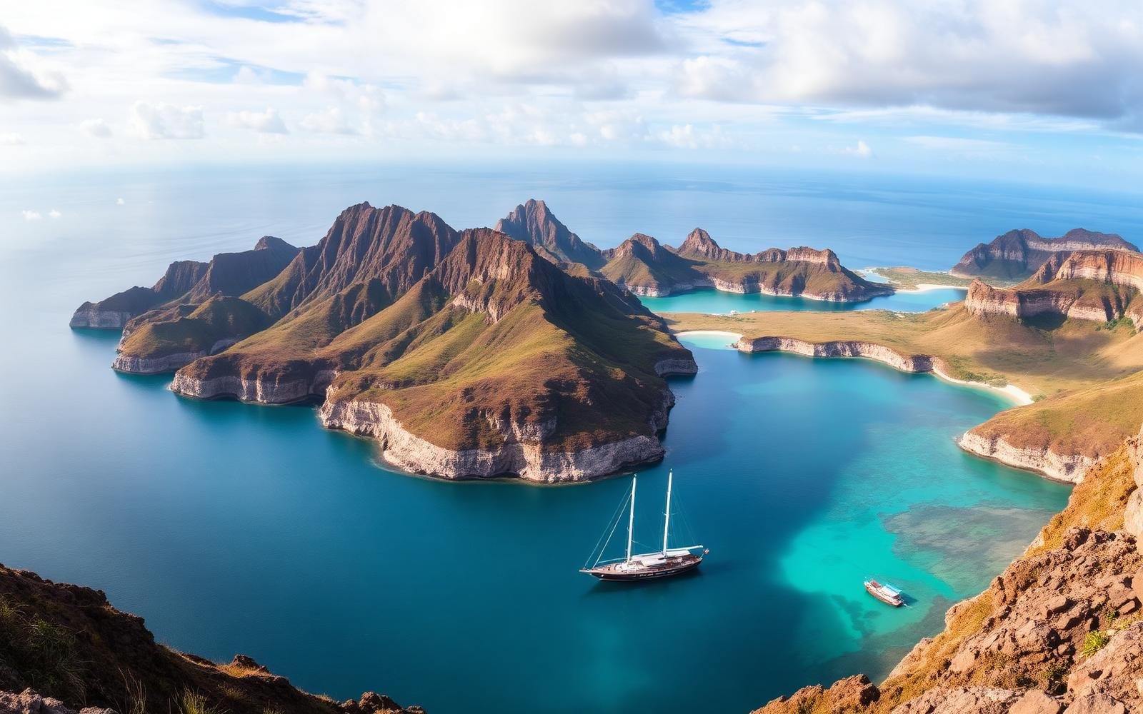 Sailing boat anchored in Komodo National Park