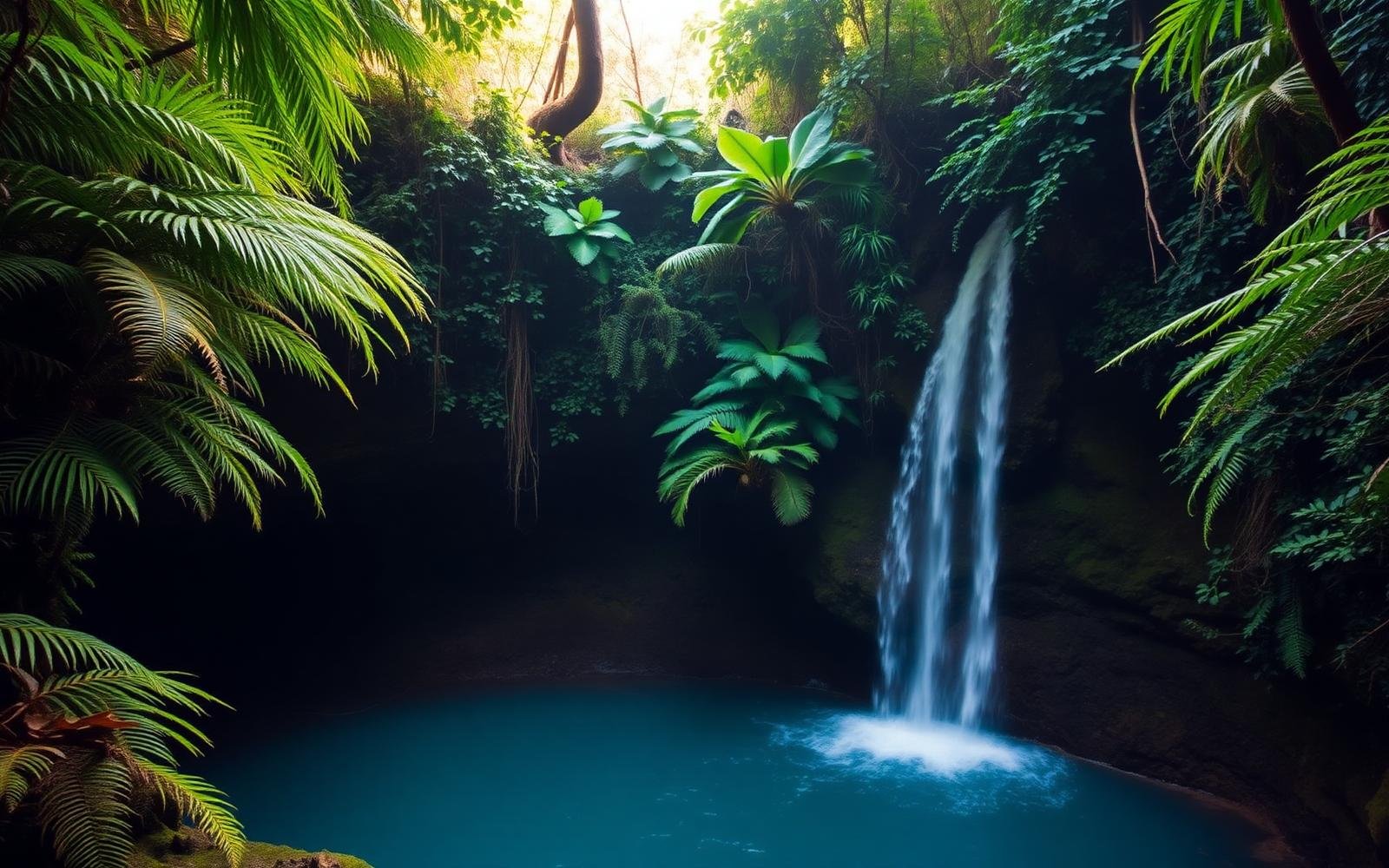 Hidden jungle waterfall